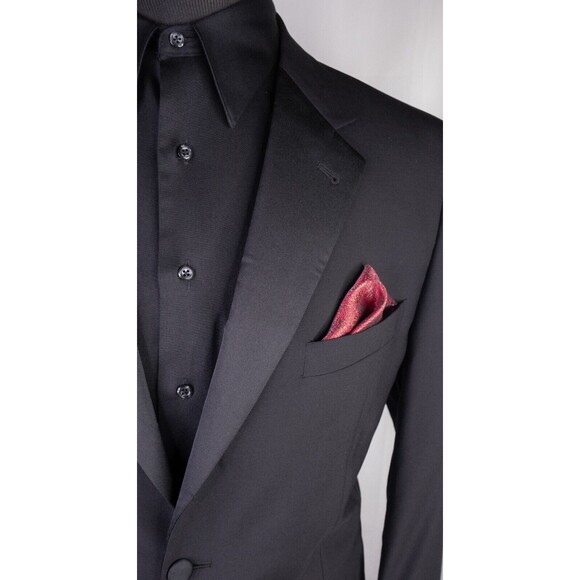 Joseph Abboud Tuxedo Blazer Mens Solid Black Dinner Jacket Coat Sz 40L 2-Button - Picture 4 of 14